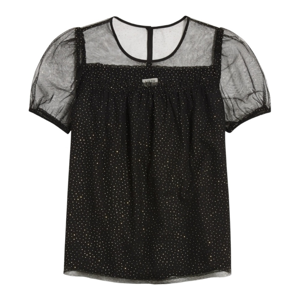 NWT J.Crew Sparkle Puff-Sleeve Tulle Top Sz S BV504